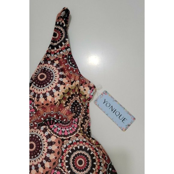 Yonique | Tankini Bathing Suit Top for Women | One Piece | Medallion Print XS - Picture 3 of 6